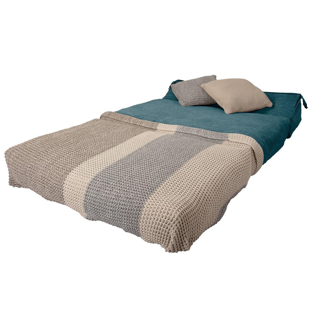 LOUNGE PUG Avery Double Futon Chair Bed Folding Sofa Bed Guest Bed Cord Aegean Blue