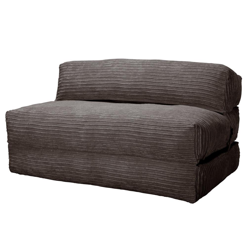 LOUNGE PUG Avery Double Futon Chair Bed Folding Sofa Bed Guest Bed Cord Graphite Grey
