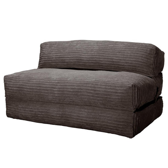 LOUNGE PUG Avery Double Futon Chair Bed Folding Sofa Bed Guest Bed Cord Graphite Grey