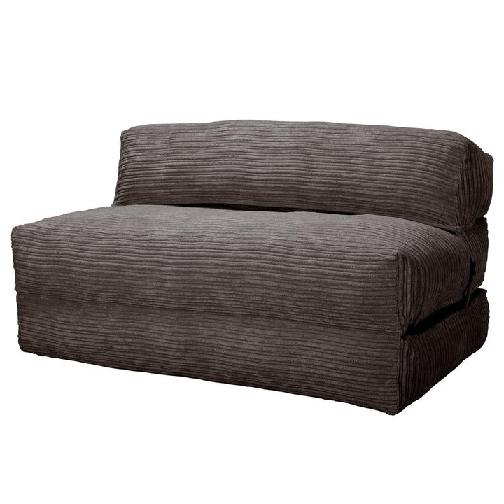 LOUNGE PUG Avery Double Futon Chair Bed Folding Sofa Bed Guest Bed Cord Graphite Grey