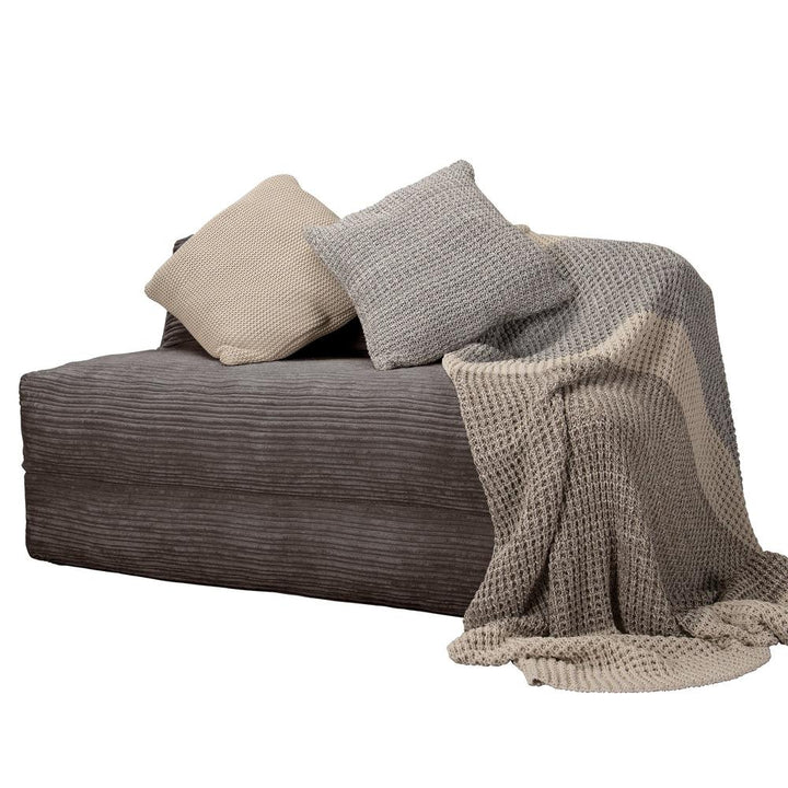 LOUNGE PUG Avery Double Futon Chair Bed Folding Sofa Bed Guest Bed Cord Graphite Grey