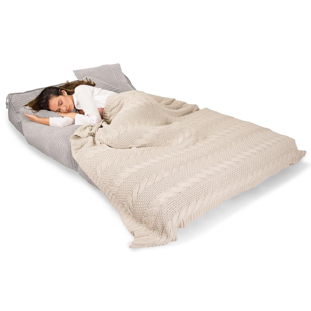 LOUNGE PUG Avery Double Futon Chair Bed Folding Sofa Bed Guest Bed Cord Ivory