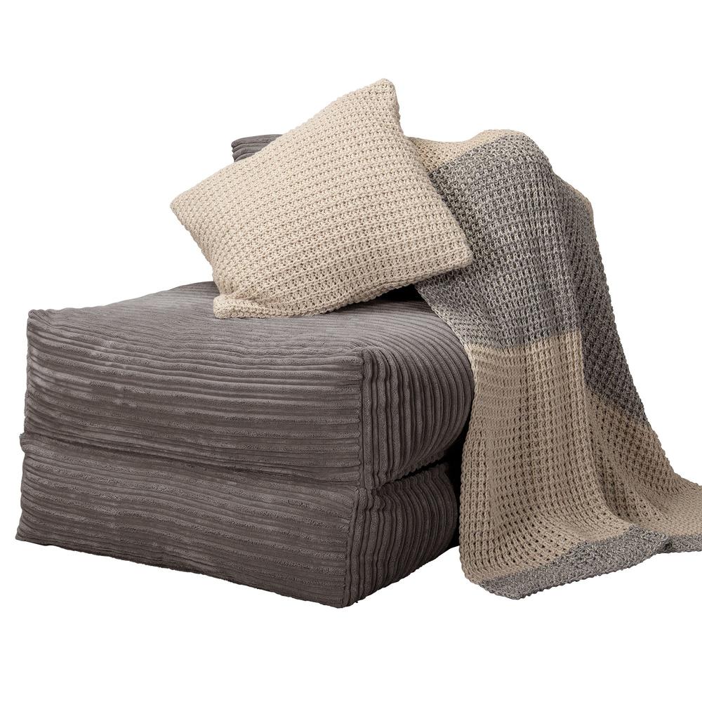 LOUNGE PUG Avery Single Futon Chair Bed Folding Sofa Bed Guest Bed Cord Graphite Grey