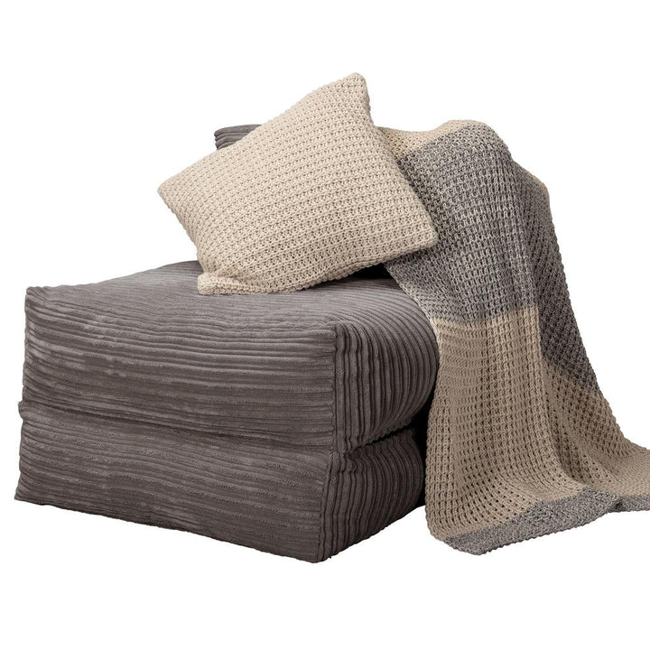 LOUNGE PUG Avery Single Futon Chair Bed Folding Sofa Bed Guest Bed Cord Graphite Grey