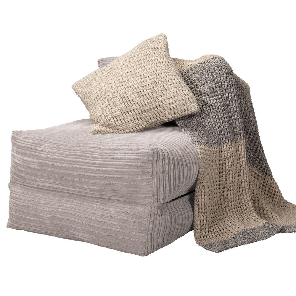 LOUNGE PUG Avery Single Futon Chair Bed Folding Sofa Bed Guest Bed Cord Ivory