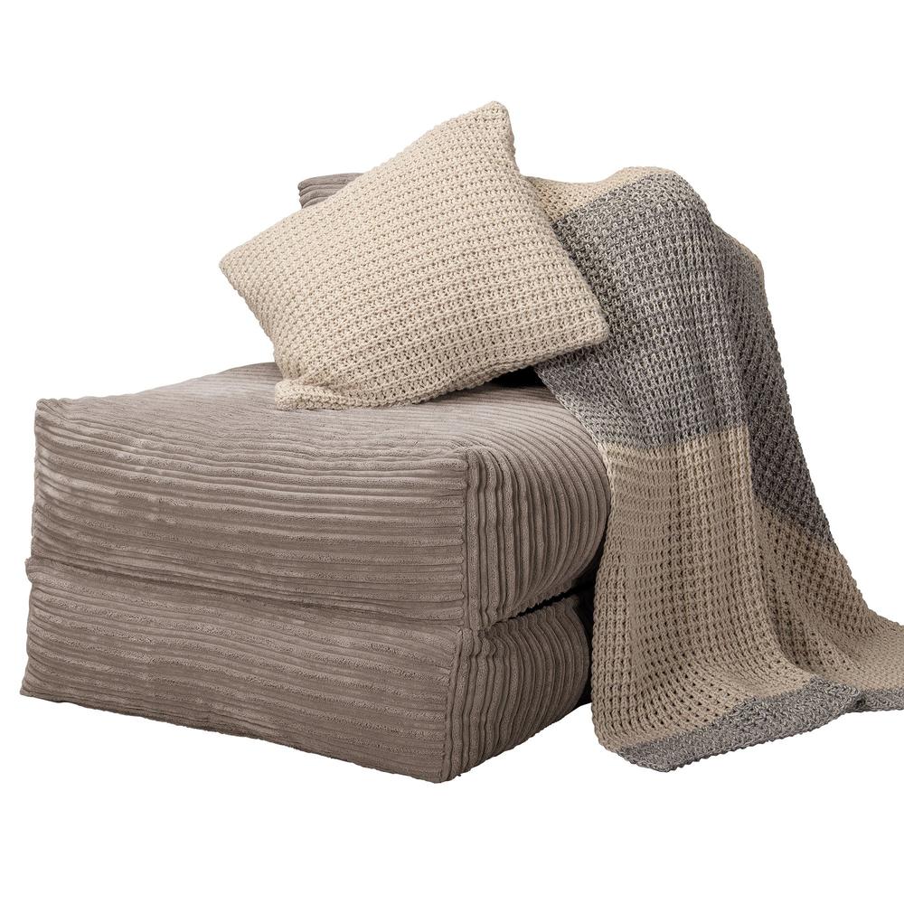 LOUNGE PUG Avery Single Futon Chair Bed Folding Sofa Bed Guest Bed Cord Mink