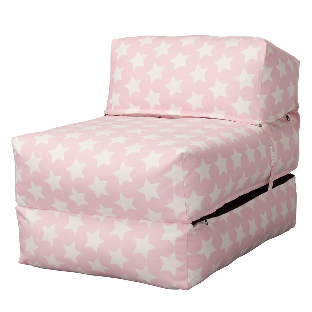 LOUNGE PUG Avery Single Futon Chair Bed Folding Sofa Bed Guest Bed Print Pink Star