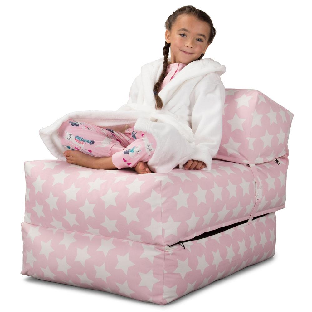 LOUNGE PUG Avery Single Futon Chair Bed Folding Sofa Bed Guest Bed Print Pink Star