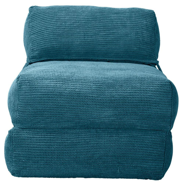 LOUNGE PUG Avery Single Futon Chair Bed Folding Sofa Bed Guest Bed Pom Pom Aegean Blue