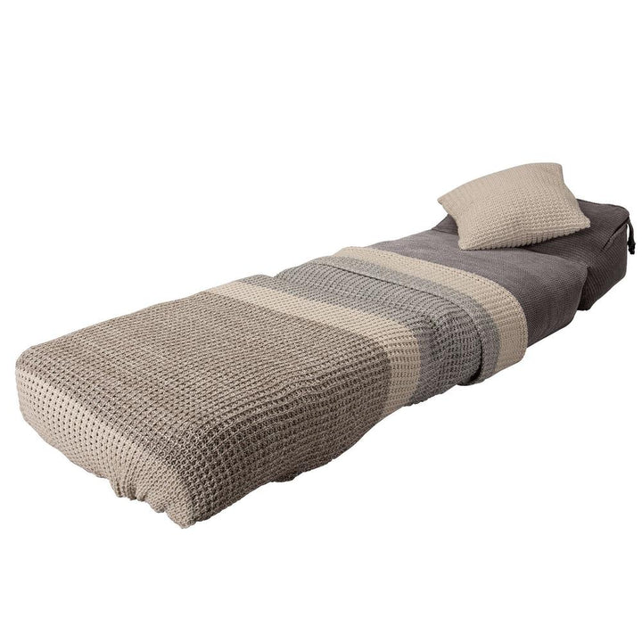 LOUNGE PUG Avery Single Futon Chair Bed Folding Sofa Bed Guest Bed Pom Pom Charcoal Grey