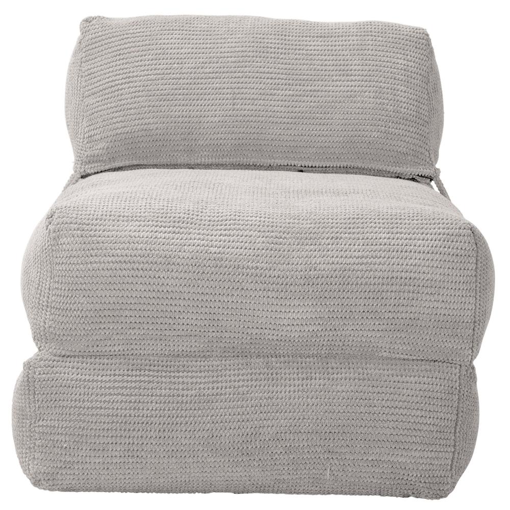 LOUNGE PUG Avery Single Futon Chair Bed Folding Sofa Bed Guest Bed Pom Pom Ivory