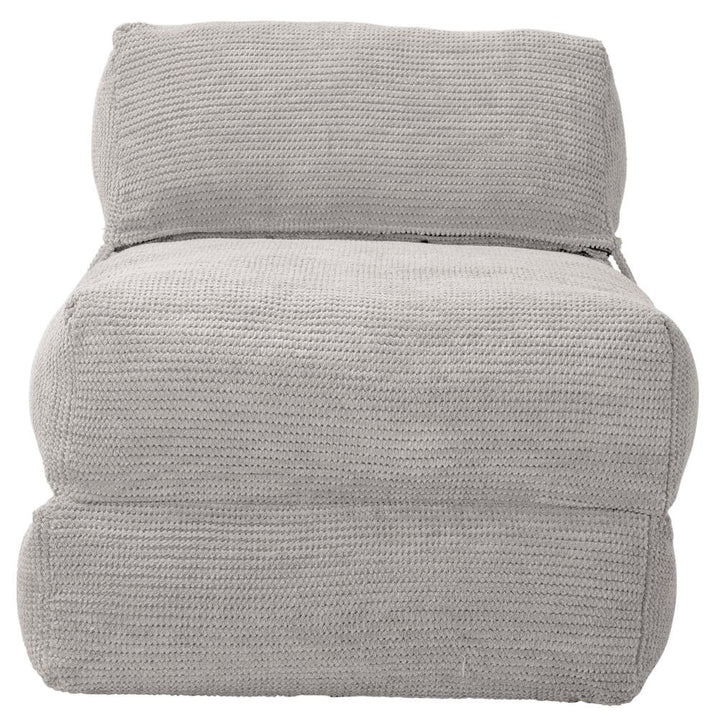 LOUNGE PUG Avery Single Futon Chair Bed Folding Sofa Bed Guest Bed Pom Pom Ivory