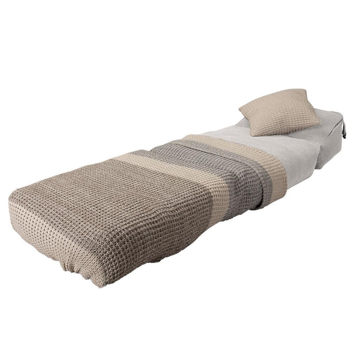 LOUNGE PUG Avery Single Futon Chair Bed Folding Sofa Bed Guest Bed Pom Pom Ivory