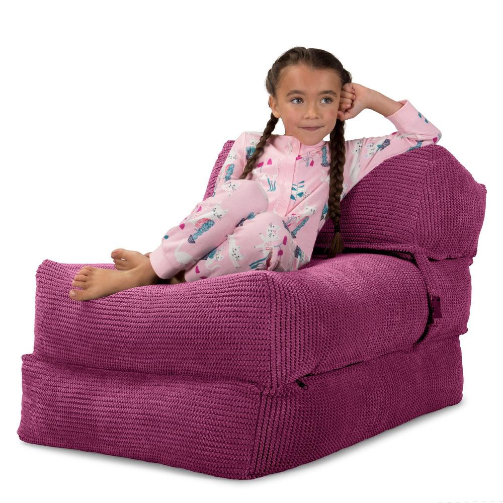 LOUNGE PUG Avery Single Futon Chair Bed Folding Sofa Bed Guest Bed Pom Pom Pink