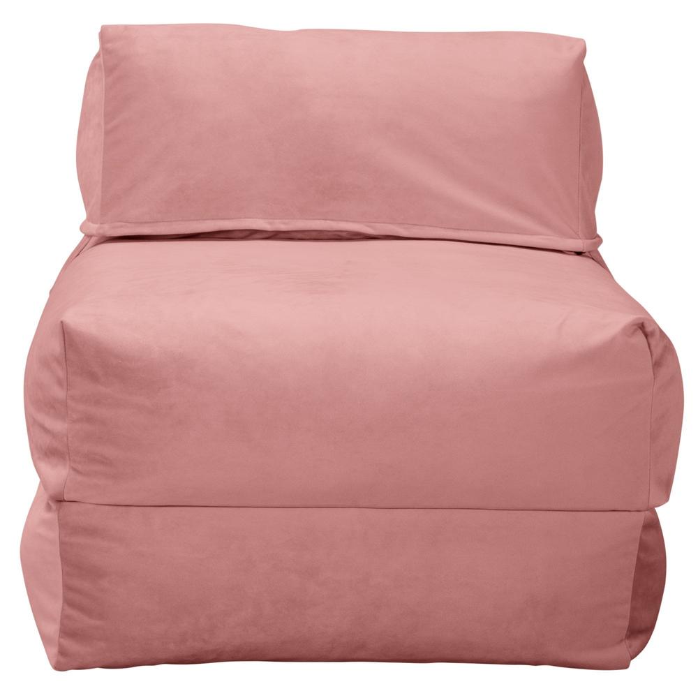 LOUNGE PUG Avery Single Futon Chair Bed Folding Sofa Bed Guest Bed Velvet Rose Pink
