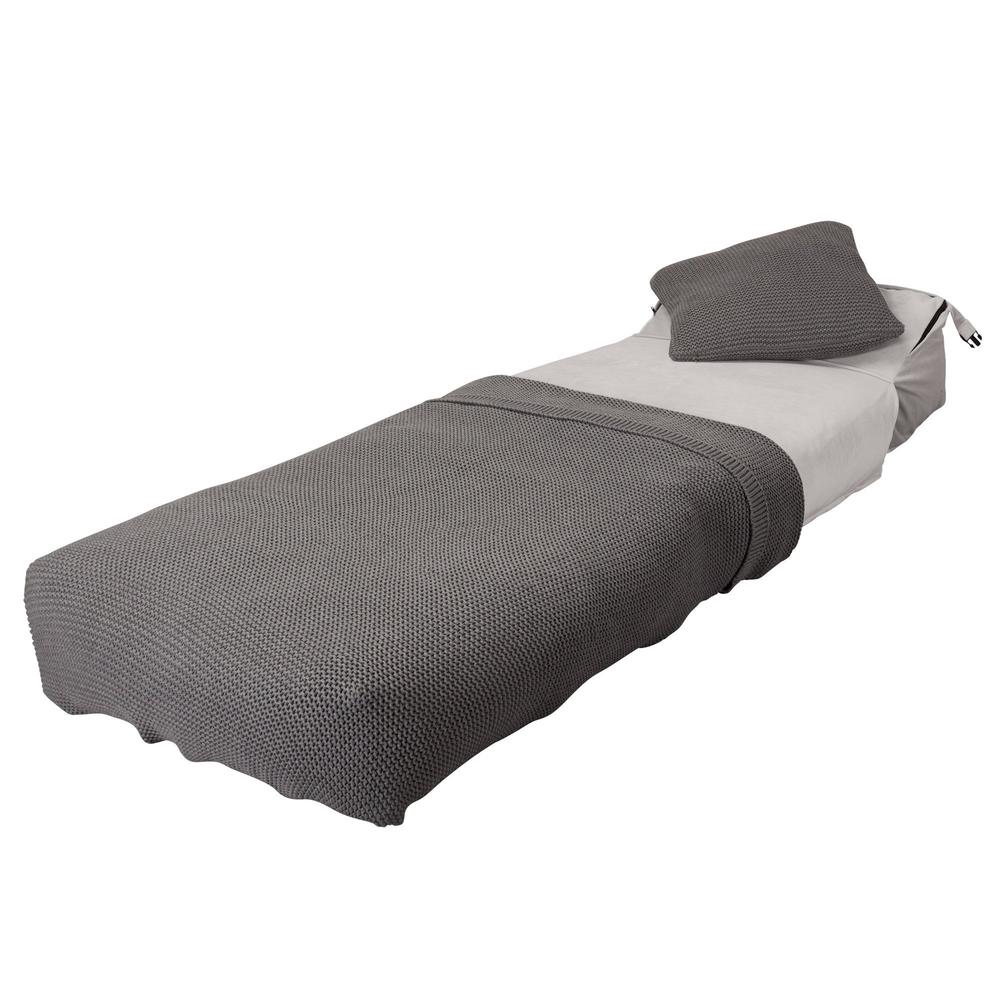 LOUNGE PUG Avery Single Futon Chair Bed Folding Sofa Bed Guest Bed Velvet Silver
