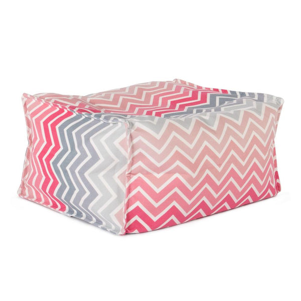 LOUNGE PUG Print Chevron Bean Bag Footstool Small PINK (Size 20cm H x 35cm D x 45cm Wide)