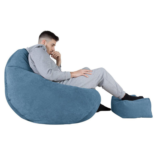 LOUNGE PUG Highback Gaming Bean Bag Chair Bristol Flock Aegean Blue Beanbag UK 