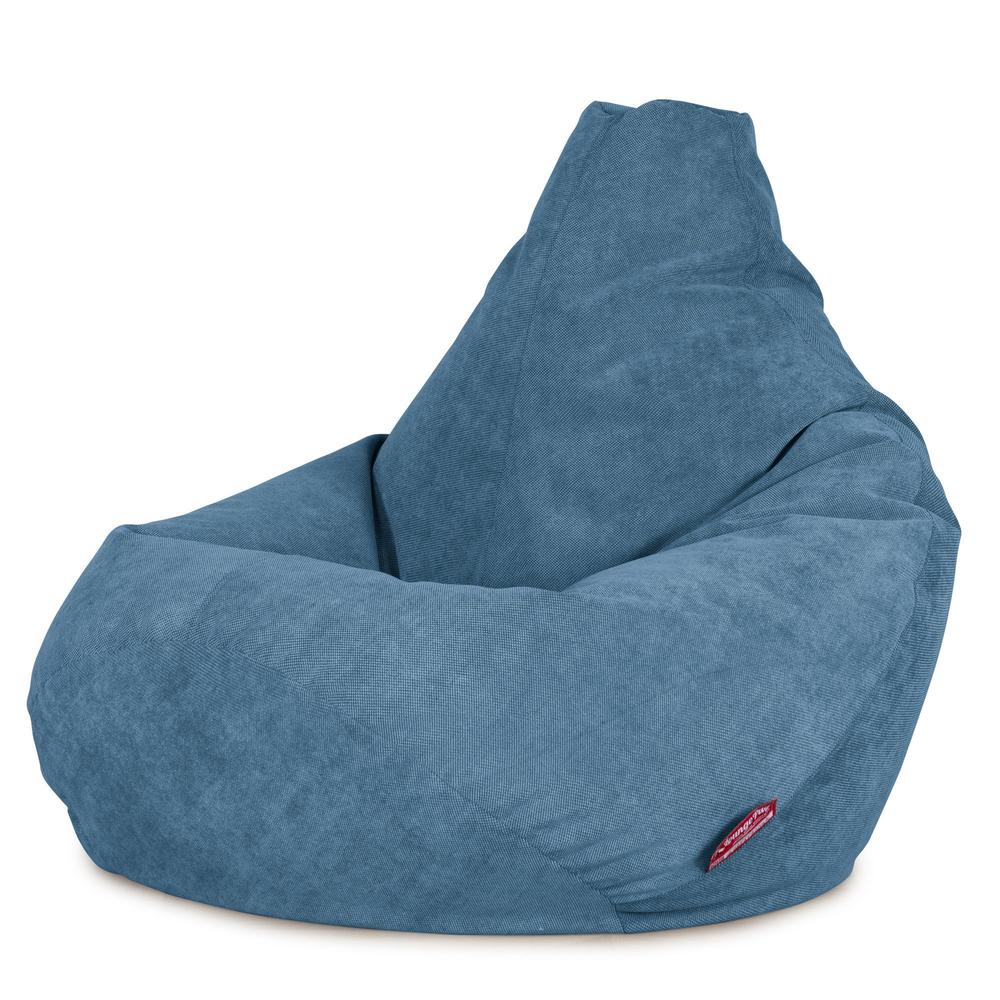 LOUNGE PUG Highback Gaming Bean Bag Chair Bristol Flock Aegean Blue Beanbag UK 