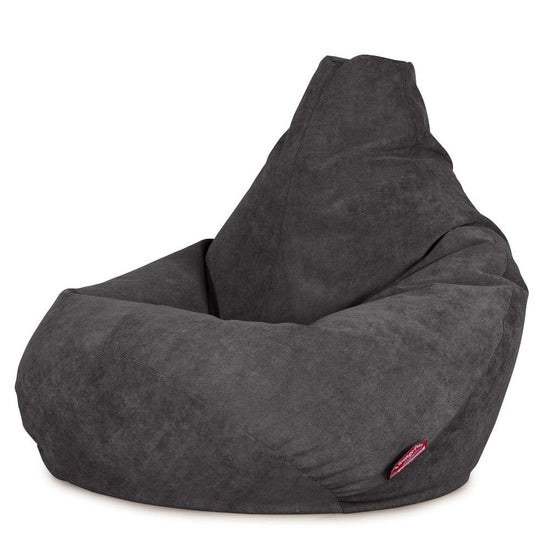 LOUNGE PUG Highback Gaming Bean Bag Chair Bristol Flock Graphite Grey Beanbag UK 