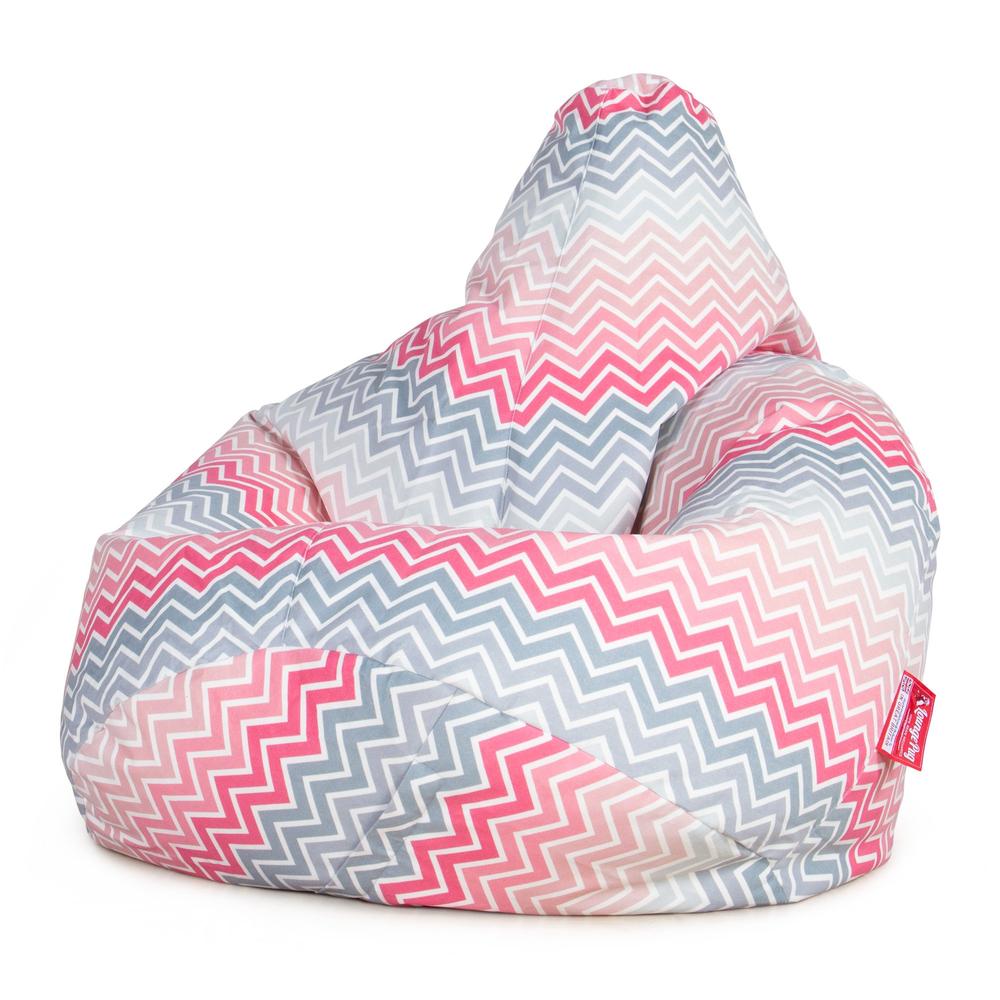 LOUNGE PUG Highback Gaming Bean Bag Chair Print Chevron Pink Beanbag UK 