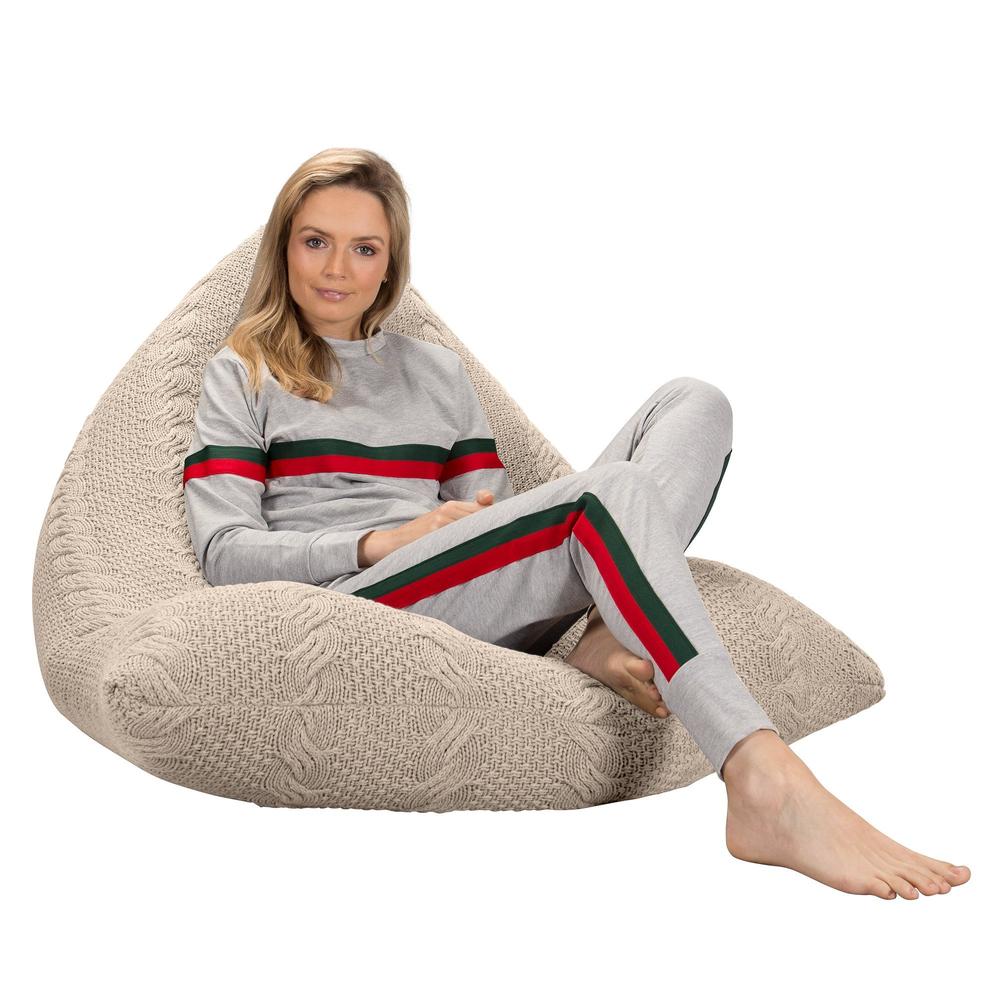 Gaming Lounger Bean Bag - 100% Cotton Cable Cream 01