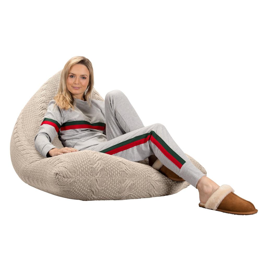 Gaming Lounger Bean Bag - 100% Cotton Cable Cream 04