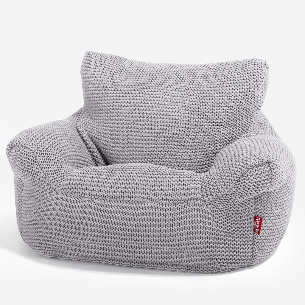 LOUNGE PUG ELLOS KNIT CHILDRENS Toddler Armchair Kids Bean Bags UK LIGHT GREY