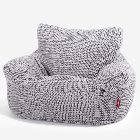 LOUNGE PUG ELLOS KNIT CHILDRENS Toddler Armchair Kids Bean Bags UK LIGHT GREY