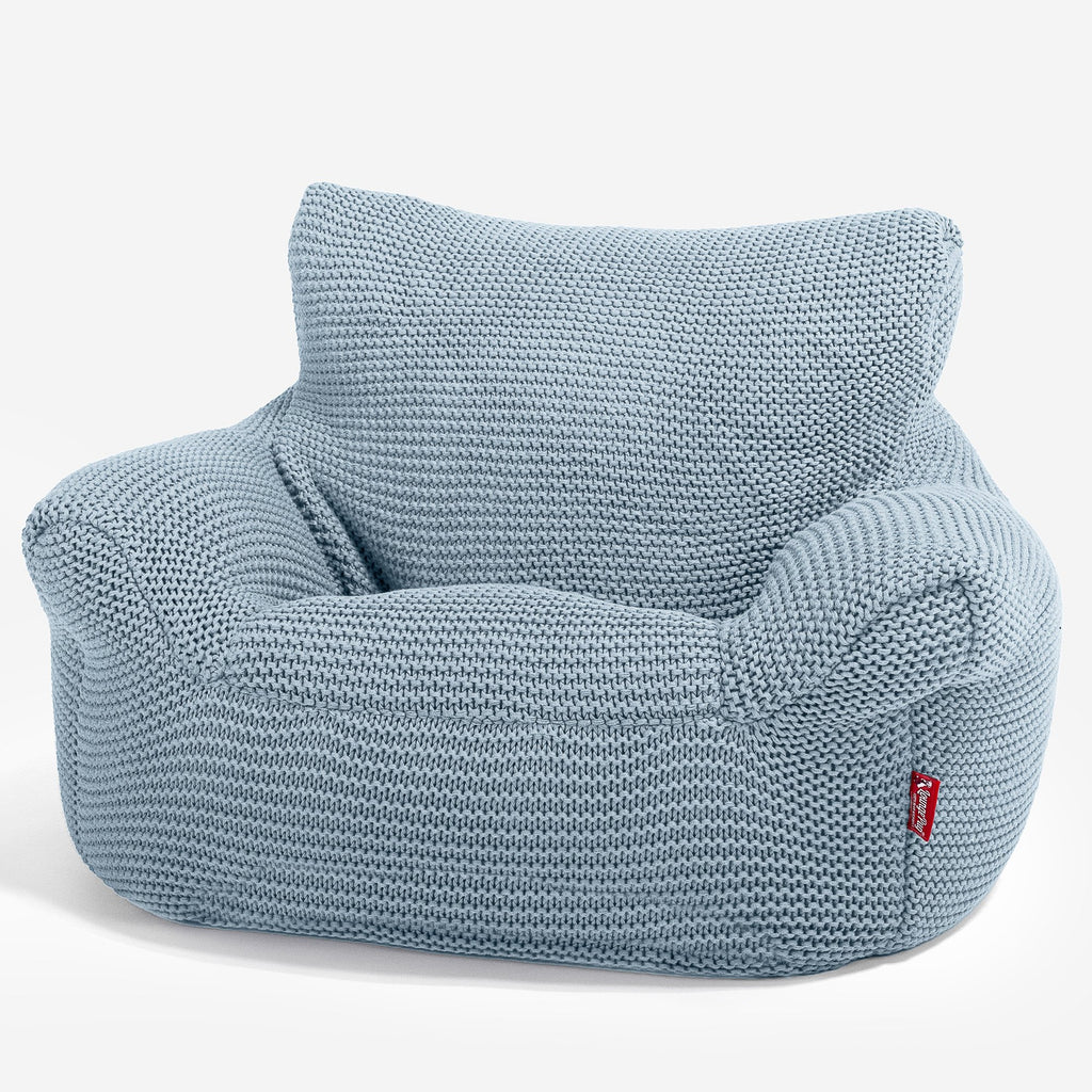 LOUNGE PUG ELLOS KNIT CHILDRENS Toddler Armchair Kids Bean Bags UK MISTY BLUE