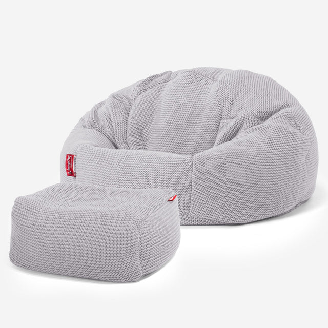 LOUNGE PUG ELLOS KNIT Bean Bag Chairs CLASSIC Gaming Chair Beanbags LIGHT GREY
