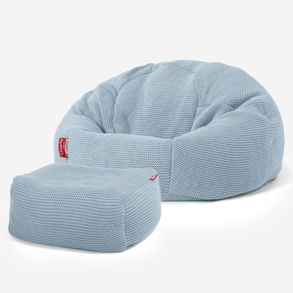 LOUNGE PUG ELLOS KNIT Bean Bag Chairs CLASSIC Gaming Chair Beanbags MISTY BLUE