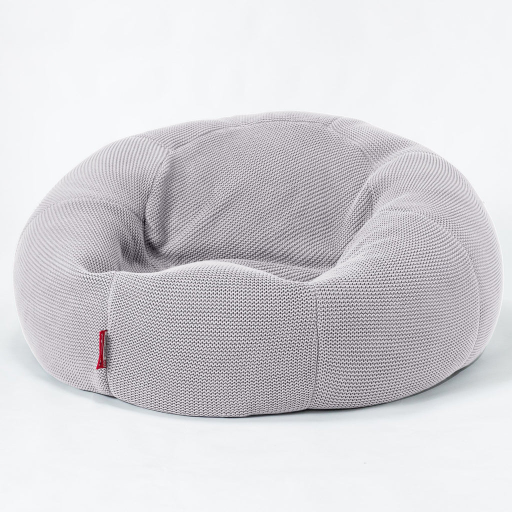 LOUNGE PUG ELLOS KNIT LUXURY Bean Bag SOFA CLASSIC LARGE Beanbags UK LIGHT GREY