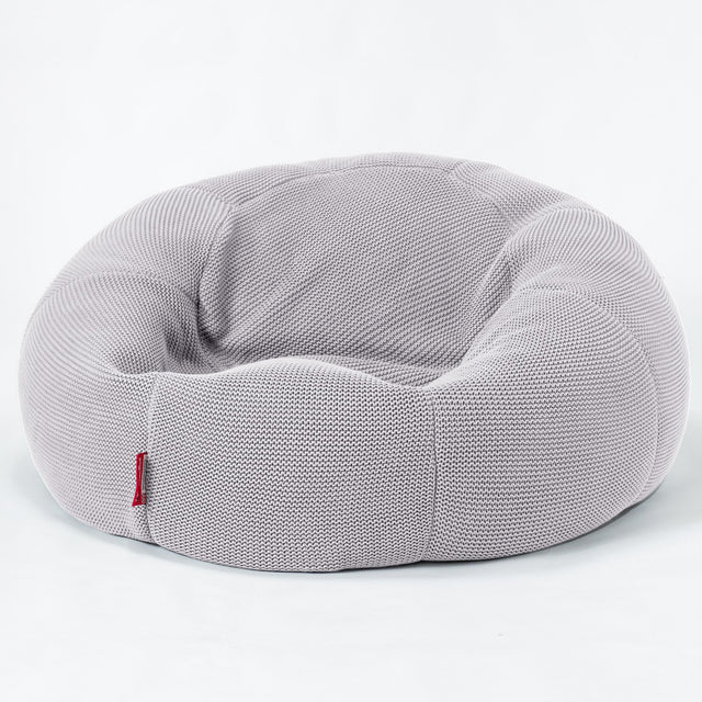 LOUNGE PUG ELLOS KNIT LUXURY Bean Bag SOFA CLASSIC LARGE Beanbags UK LIGHT GREY