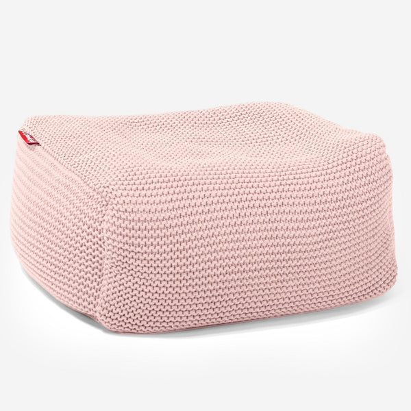 LOUNGE PUG ELLOS KNIT Bean Bag Footstool Small BABY PINK (Size 20cm H x 30cm D x 40cm Wide)