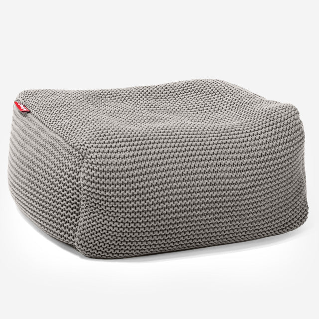 LOUNGE PUG ELLOS KNIT Bean Bag Footstool Small GREY (Size 20cm H x 30cm D x 40cm Wide)