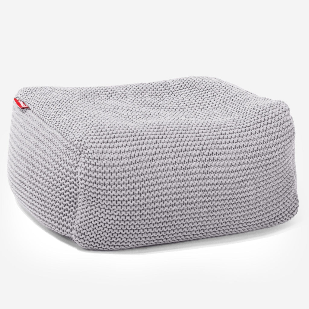 LOUNGE PUG ELLOS KNIT Bean Bag Footstool Small LIGHT GREY (Size 20cm H x 30cm D x 40cm Wide)