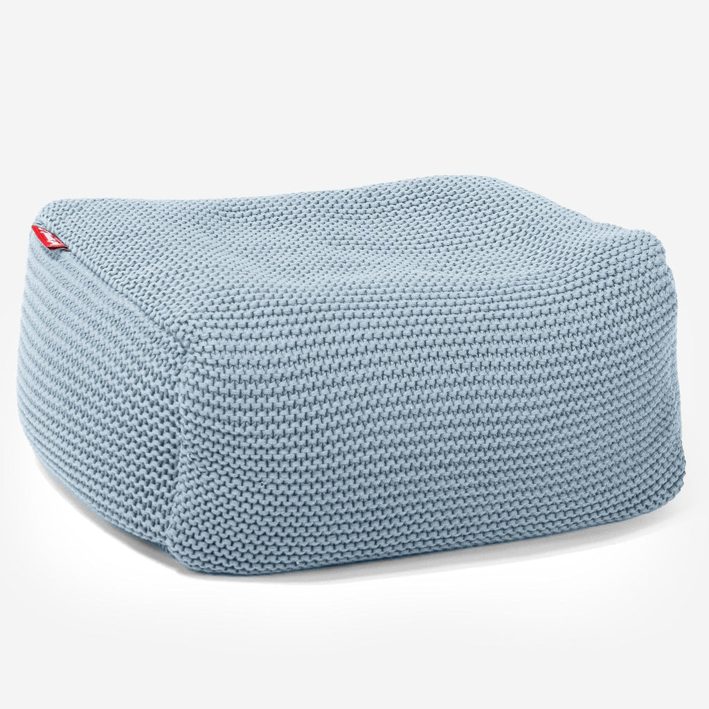 LOUNGE PUG ELLOS KNIT Bean Bag Footstool Small MISTY BLUE (Size 20cm H x 30cm D x 40cm Wide)