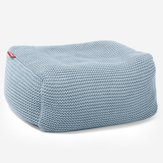 LOUNGE PUG ELLOS KNIT Bean Bag Footstool Small MISTY BLUE (Size 20cm H x 30cm D x 40cm Wide)