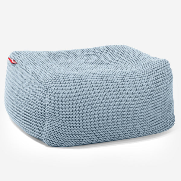 LOUNGE PUG ELLOS KNIT Bean Bag Footstool Small MISTY BLUE (Size 20cm H x 30cm D x 40cm Wide)