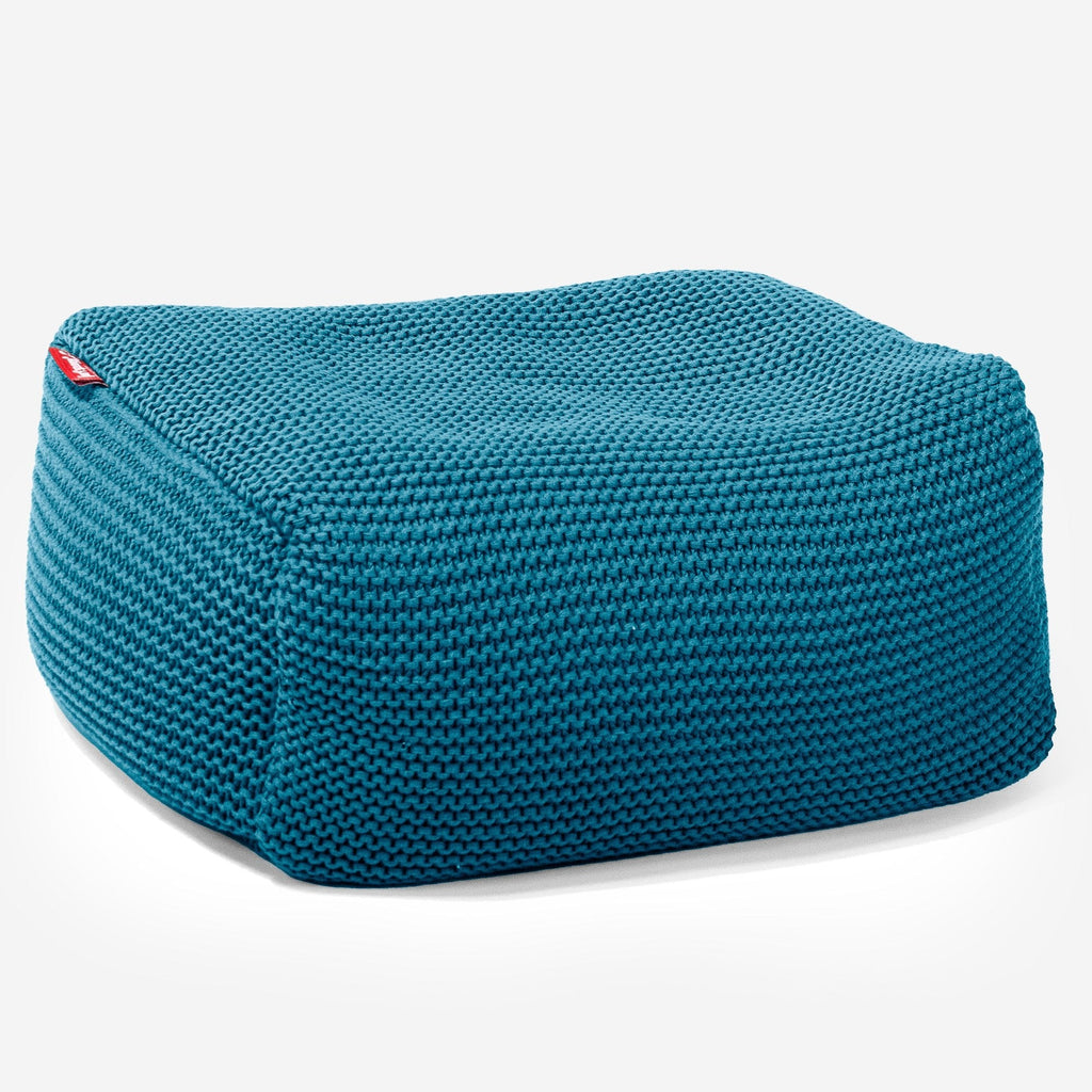 LOUNGE PUG ELLOS KNIT Bean Bag Footstool Small PETROL BLUE (Size 20cm H x 30cm D x 40cm Wide)