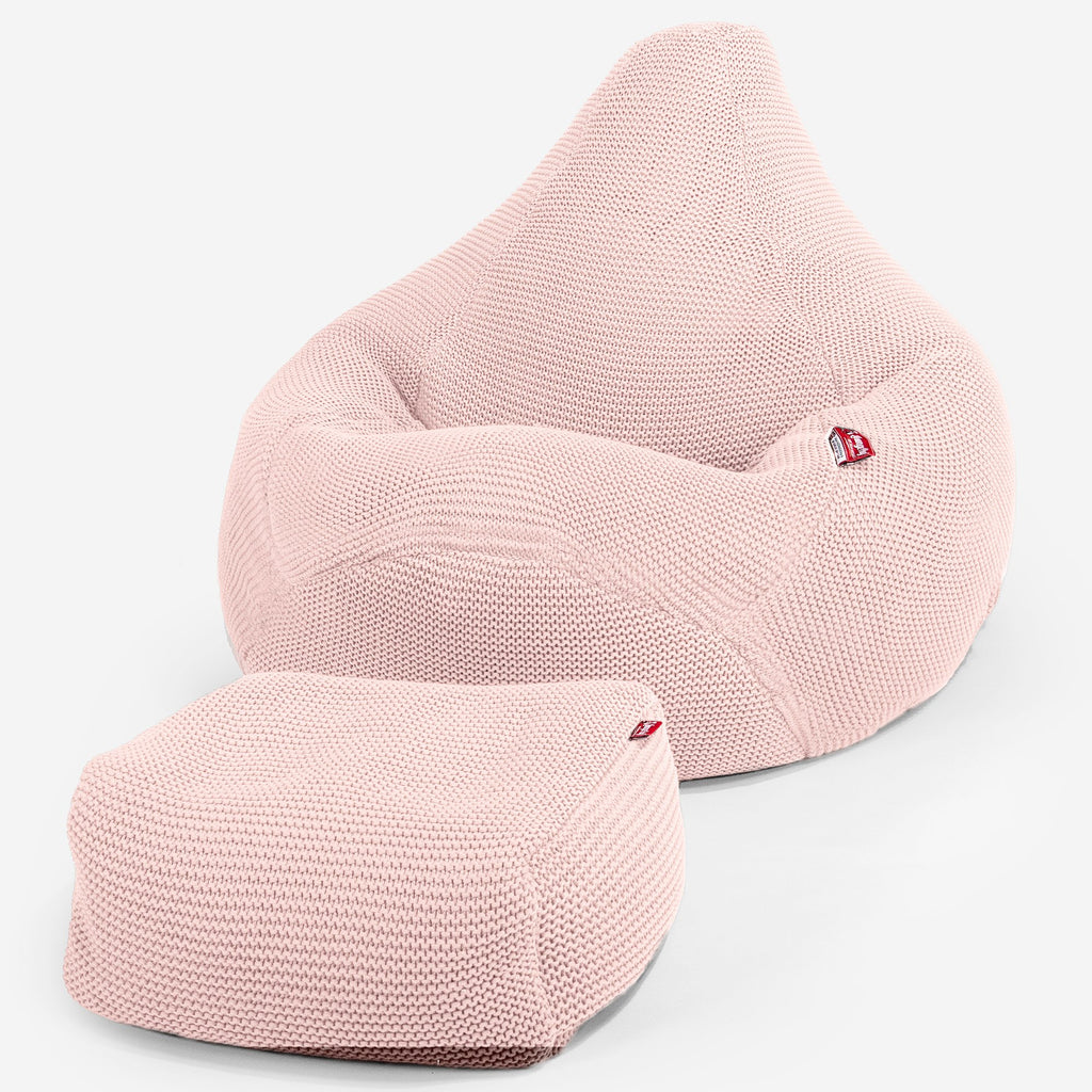 Highback Bean Bag Chair - 100% Cotton Ellos Baby Pink 01