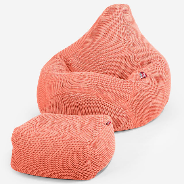 Highback Bean Bag Chair - 100% Cotton Ellos Coral Pink 01