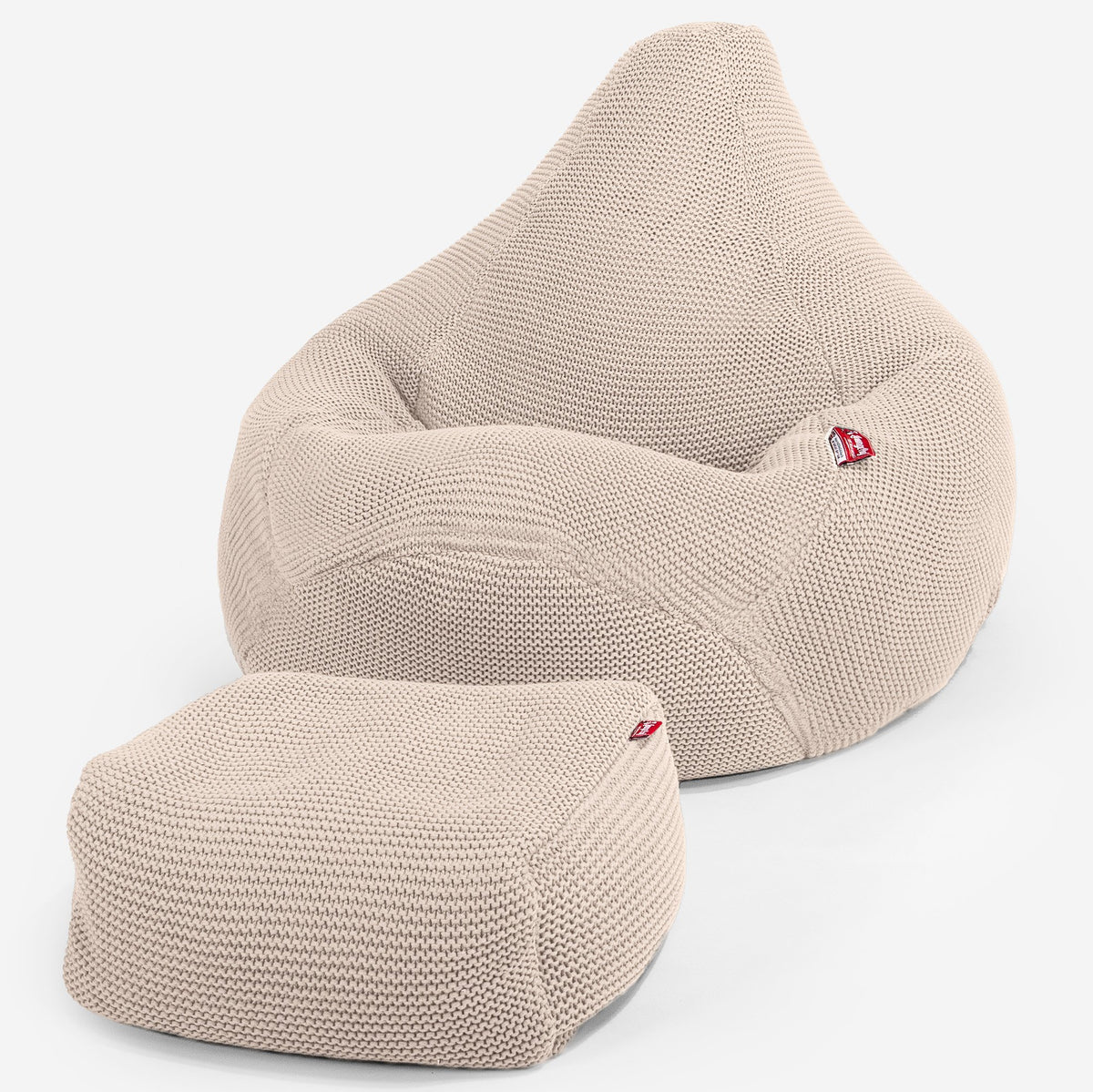 Lounge Pug Highback Gaming Bean Bag Chair Ellos Knit Cream Beanbag UK