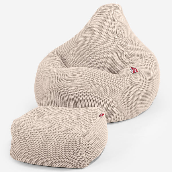 Highback Bean Bag Chair - 100% Cotton Ellos Cream 01
