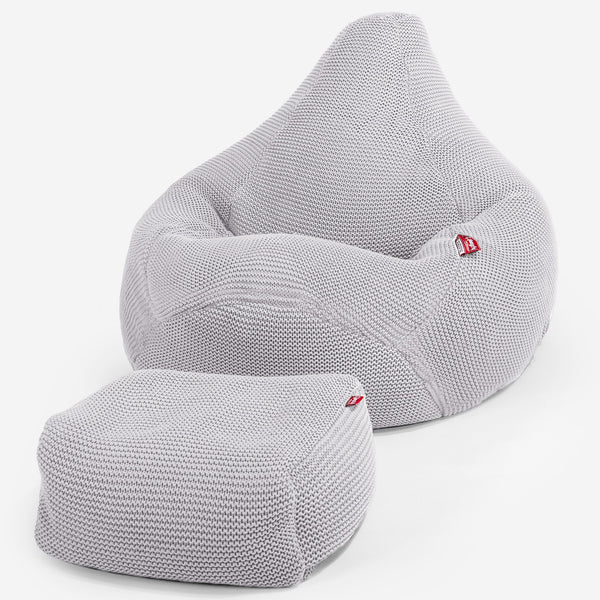 Highback Bean Bag Chair - 100% Cotton Ellos Light Grey 01