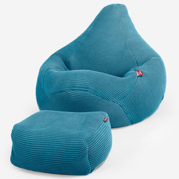 Highback Bean Bag Chair - 100% Cotton Ellos Petrol Blue 01