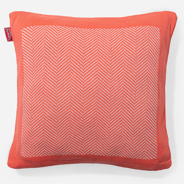 Decorative Cushion 47 x 47cm - 100% Cotton Herringbone Coral Pink