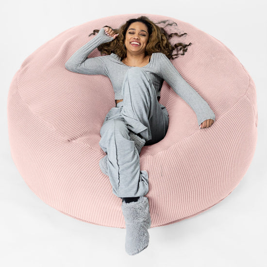 LOUNGE PUG ELLOS KNIT GIANT Bean Bag SOFA MEGA MAMMOTH Beanbag BABY PINK