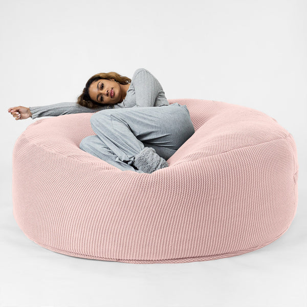 LOUNGE PUG ELLOS KNIT GIANT Bean Bag SOFA MEGA MAMMOTH Beanbag BABY PINK